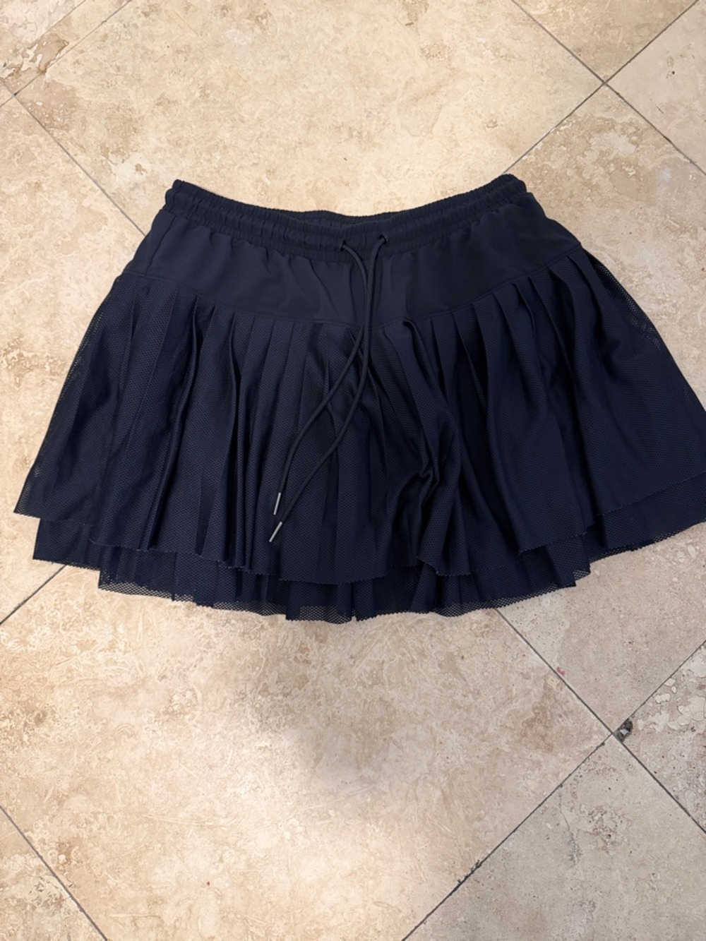 Zella Black Pleated Layered jersey tennis Skirt